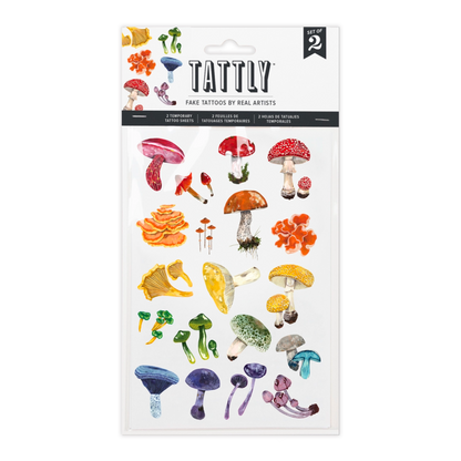 Colorful Mushrooms Tattoo Sheet