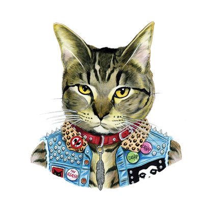 Punk Cat Tattoo Pair