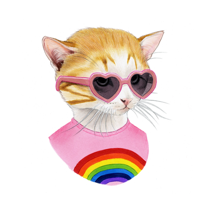 Rainbow Kitten Tattoo Pair
