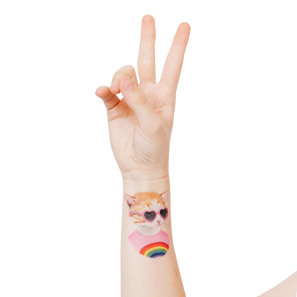 Rainbow Kitten Tattoo Pair