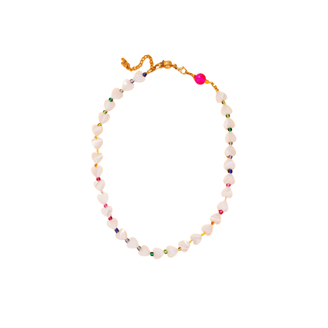 Emma Pearl Hearts Beaded Necklace