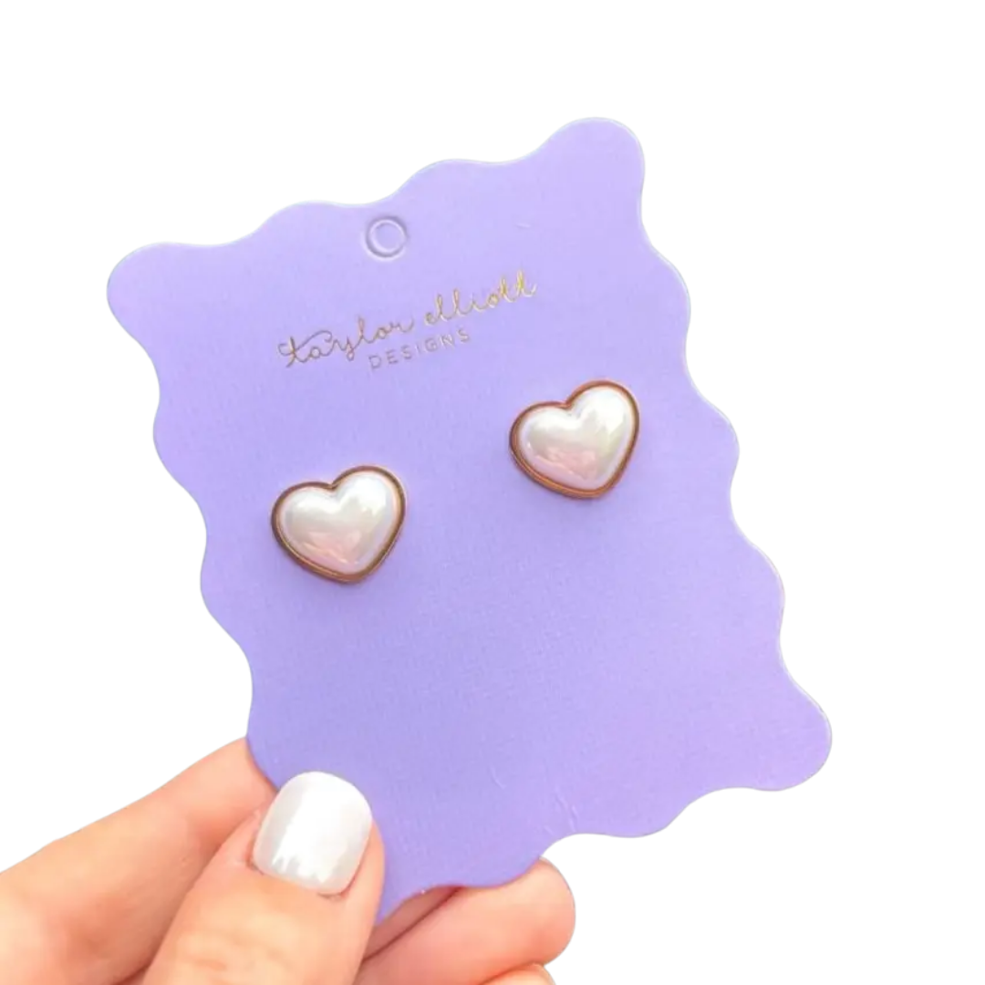 Meredith Pearl Hearts Stud Earrings