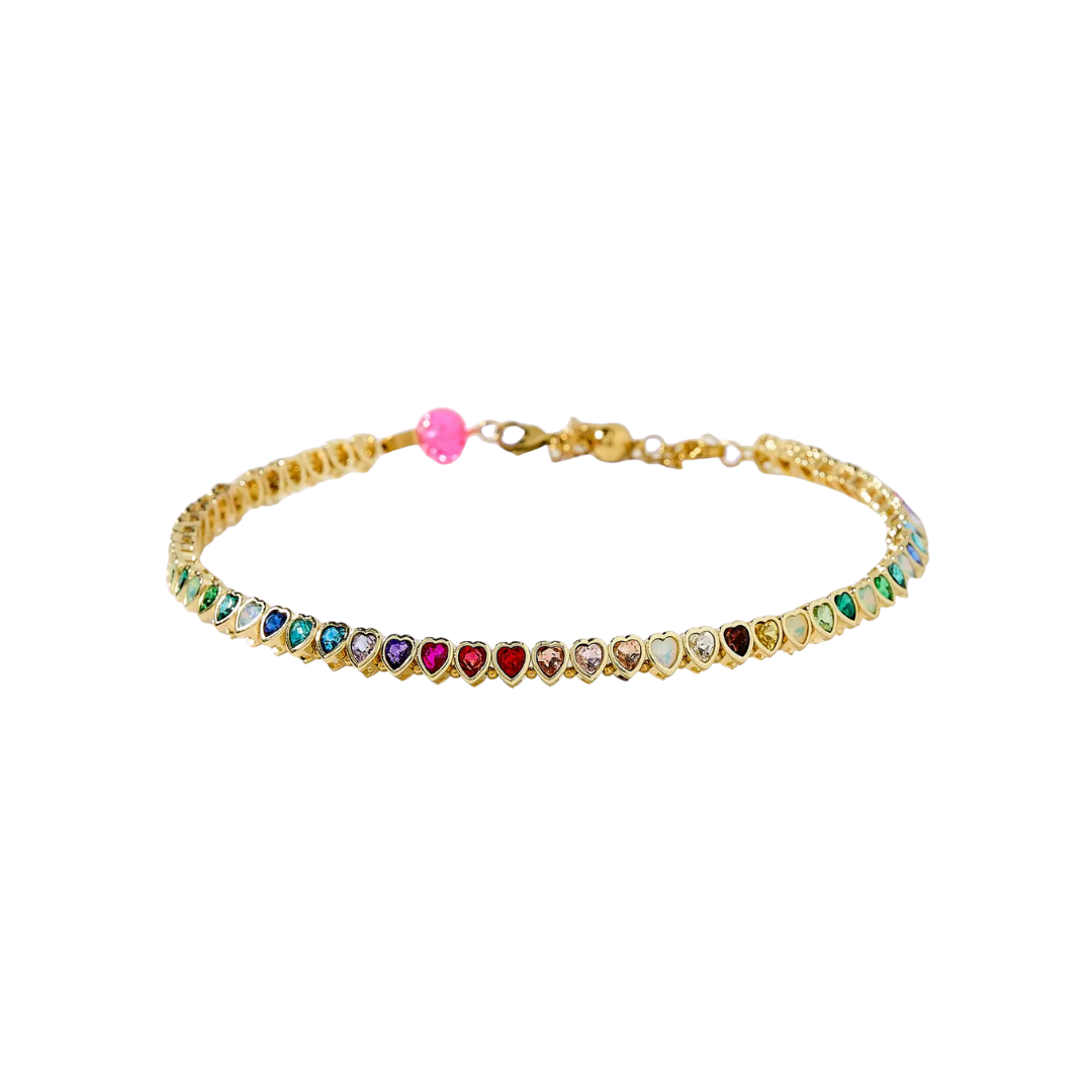Amore Heart-Shaped Rainbow Stones Choker Necklace