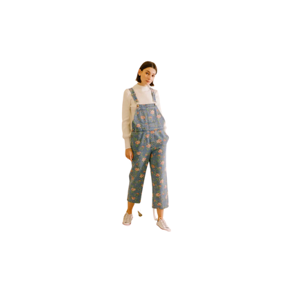 Tiny Floral Print Overalls