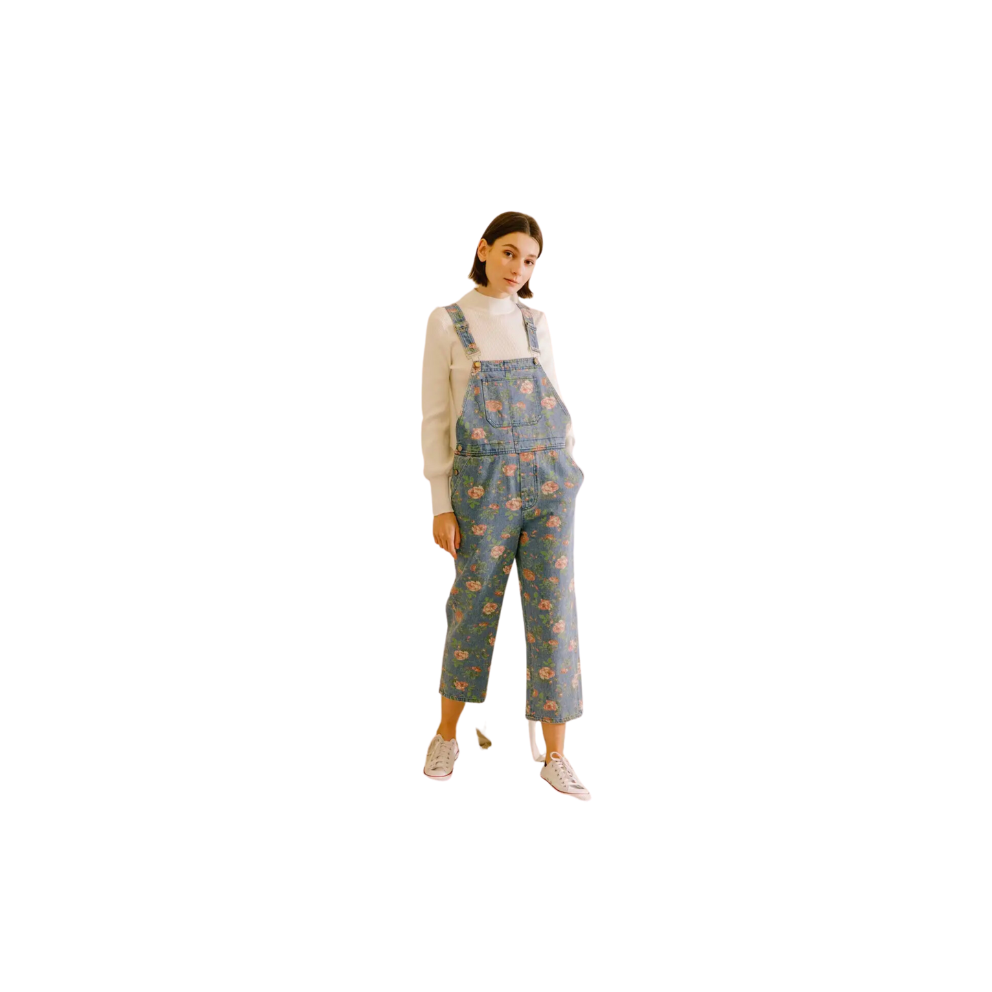 Tiny Floral Print Overalls