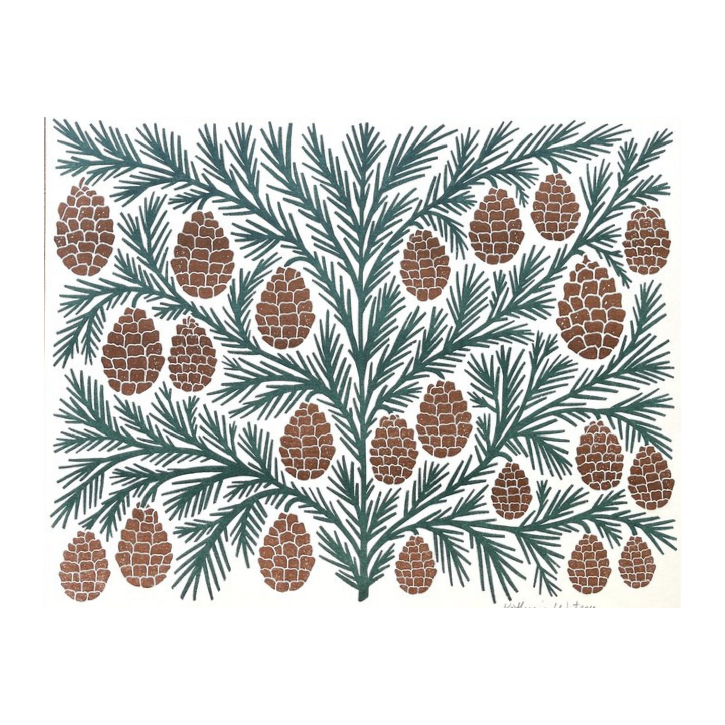 Holiday Garden Series: Pinecone Risograph Art Print