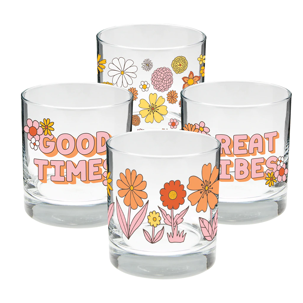 Flower Power Individual Rocks Glasses