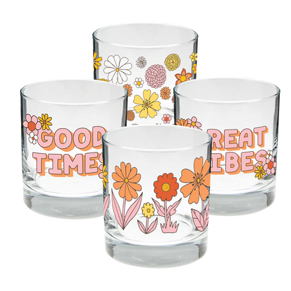 Flower Power Individual Rocks Glasses