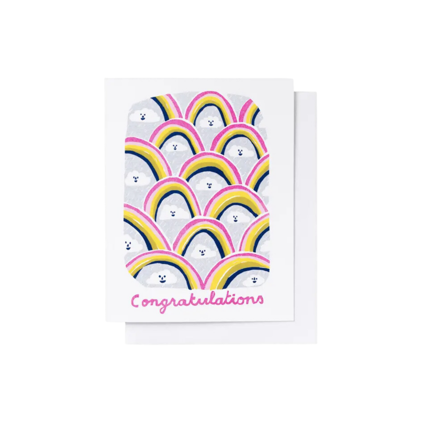 Congratulations Clouds Risograph Card - Graduation Card