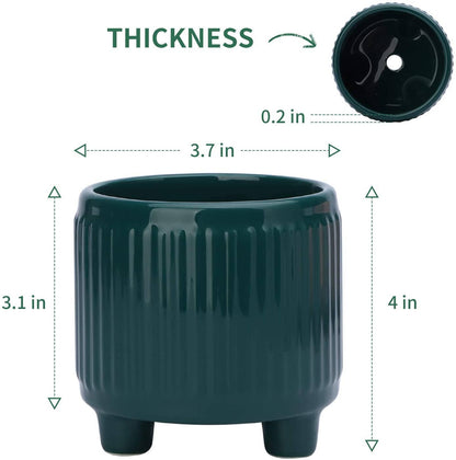 Teal Ceramic Pot with Legs, 3.3"