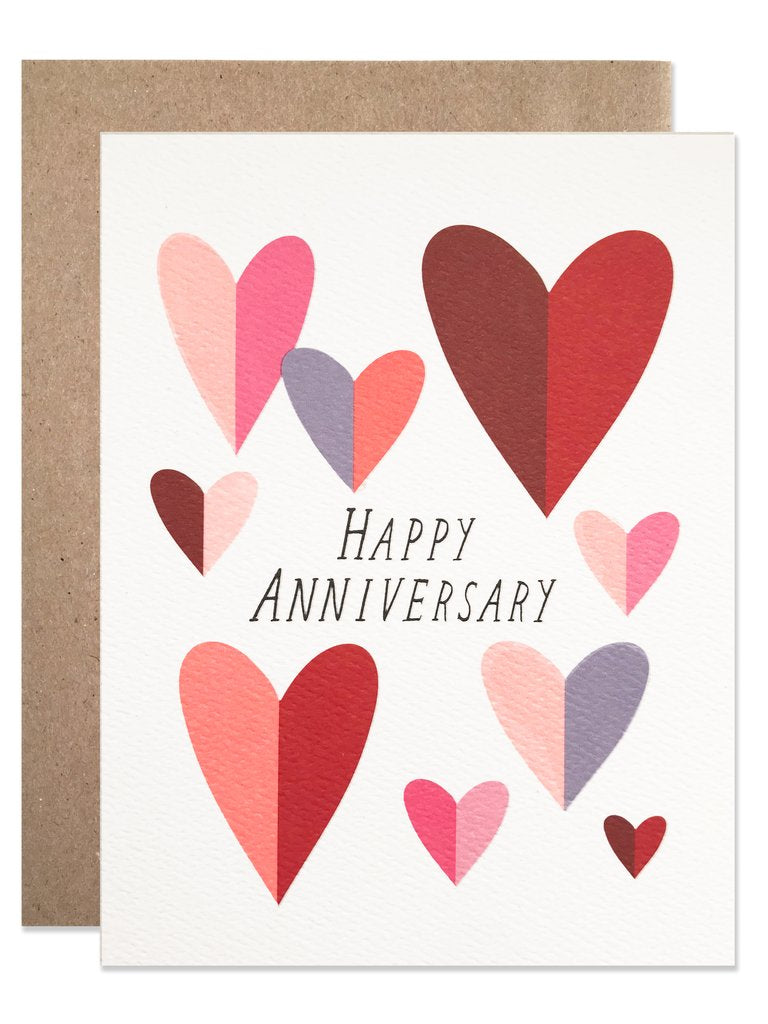 Happy Anniversary Folded Hearts Card