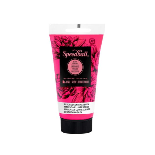 Water-Soluble Block Printing Ink 2.5oz - Fluorescent Magenta