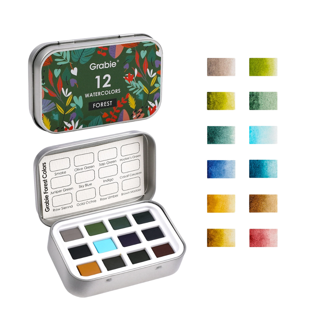 Watercolor Pocket Set of 12 - Forest Colors
