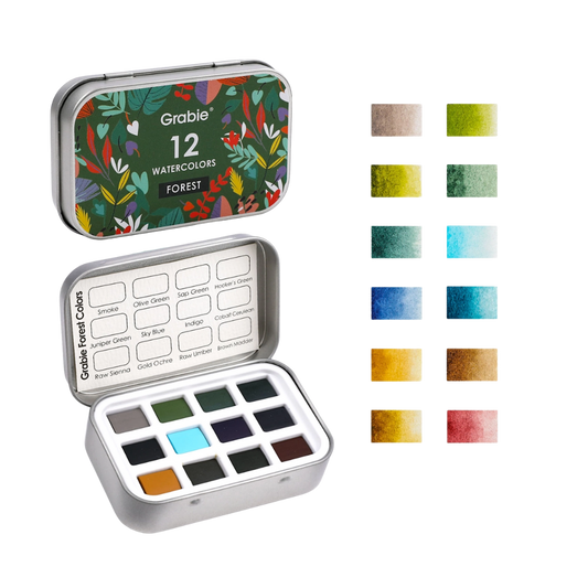 Watercolor Pocket Set of 12 - Forest Colors