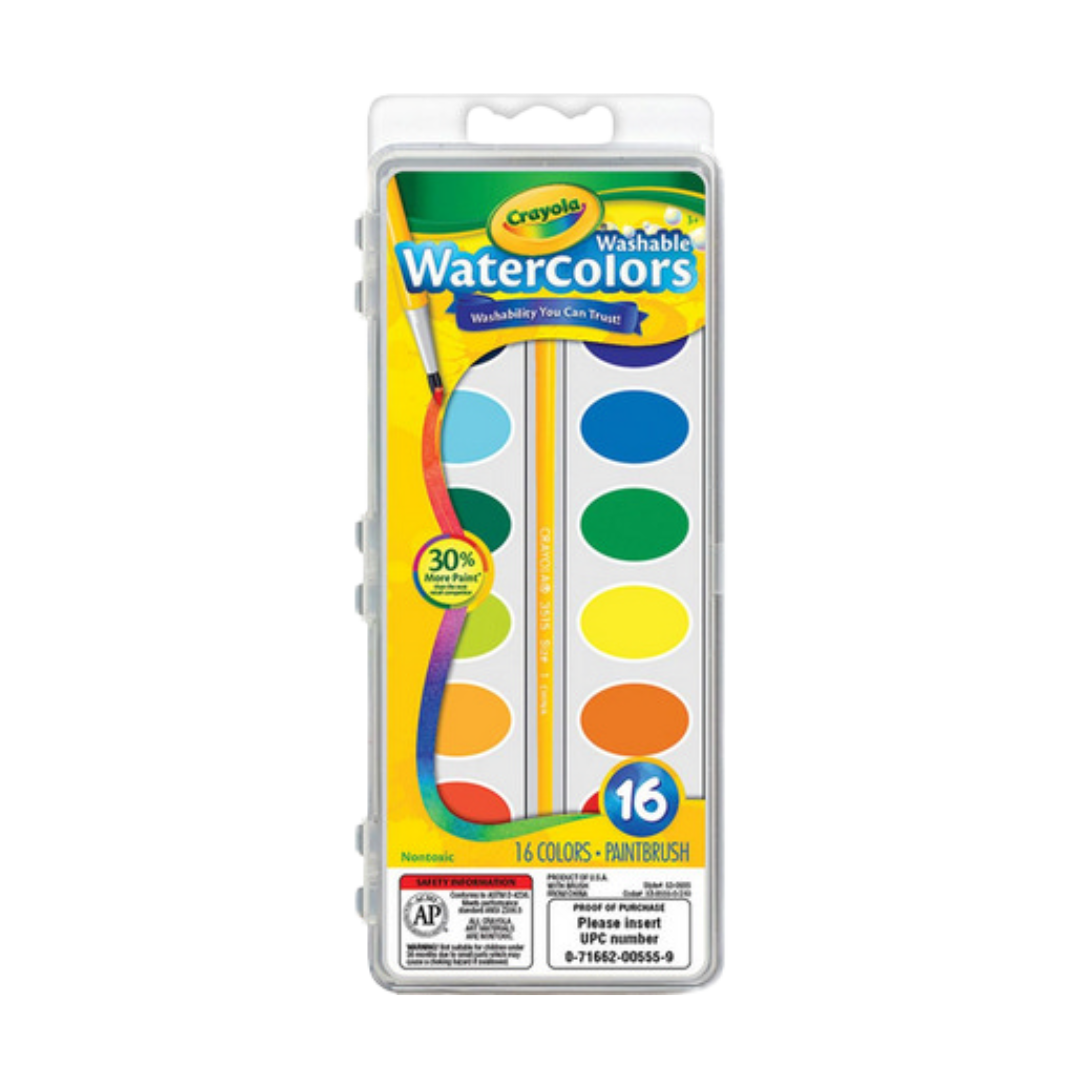 Crayola Washable Watercolors – 16 Pan Set