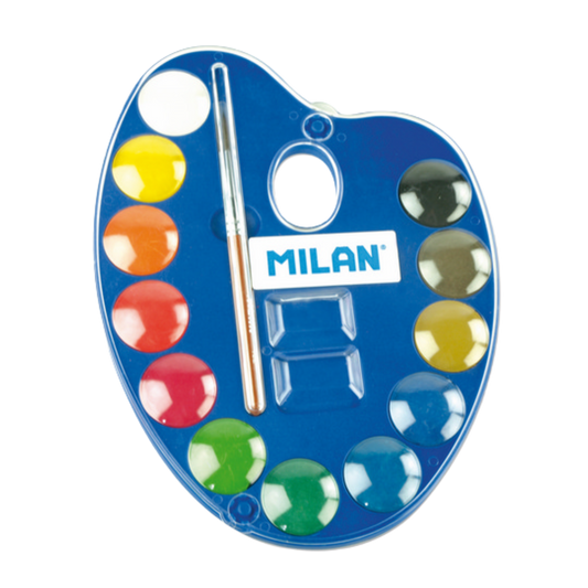 Milan Watercolour Palette Tablet Set of 12 (with Brush)