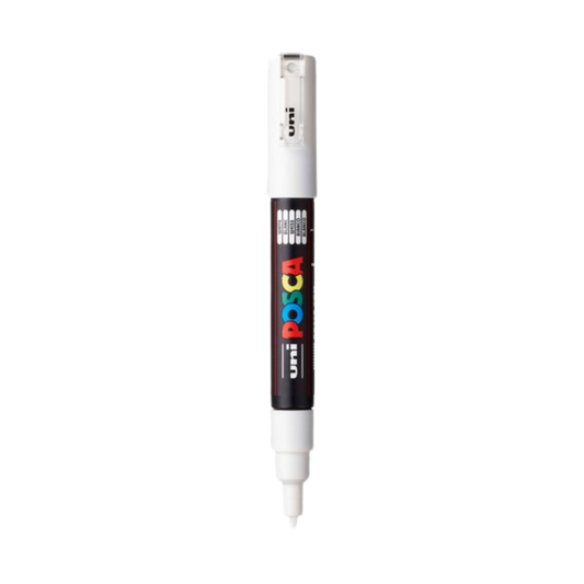 POSCA PC-1M Acrylic Paint Marker – Extra-Fine Tapered Bullet Tip White