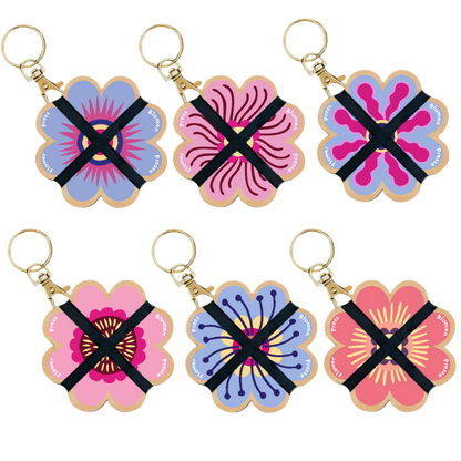Keyring Flower Press - Assorted Pinks & Blues