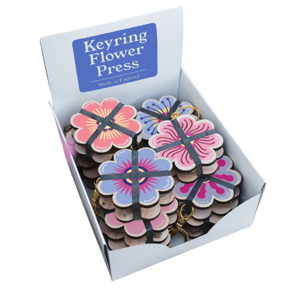 Keyring Flower Press - Assorted Pinks & Blues
