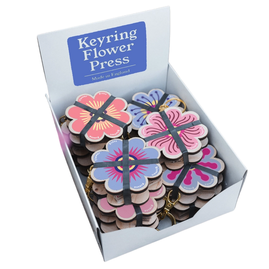 Keyring Flower Press - Assorted Pinks & Blues