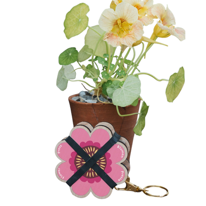 Keyring Flower Press - Assorted Pinks & Blues