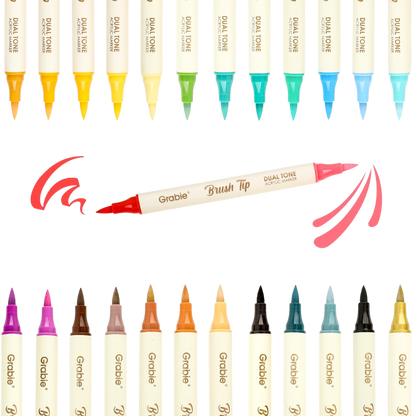 Dual Tone Brush Tip Acrylic Paint Marker Set of 36