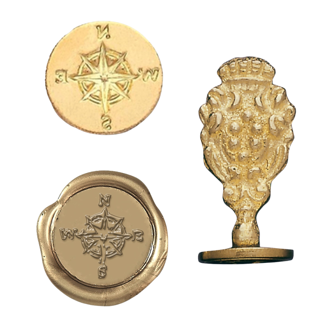 Florentine Brass Wax Seal Stamper — Compass