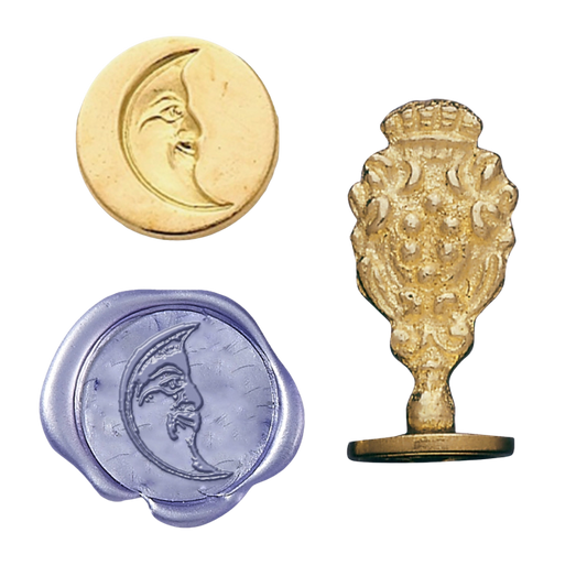 Florentine Brass Wax Seal Stamper — Moon