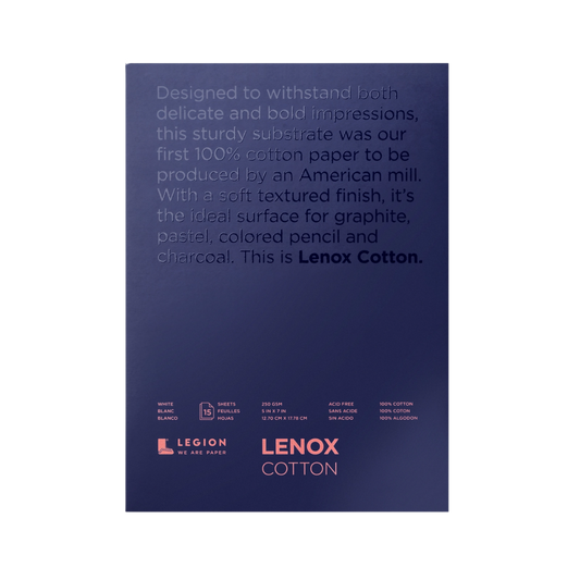 Legion Paper Lenox Cotton Pad — Mixed Media & Drawing Paper (5″ × 7″)
