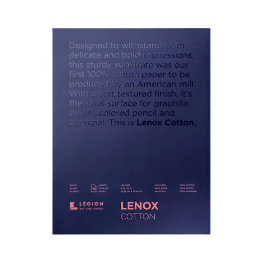 Legion Paper Lenox Cotton Pad — Mixed Media & Drawing Paper (9″ × 12″)