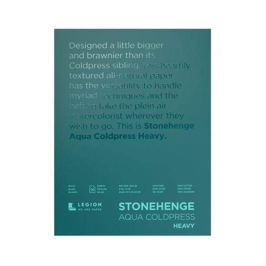 Stonehenge Aqua Heavy Block — Thick Textured Watercolor Paper (9″ × 12″)