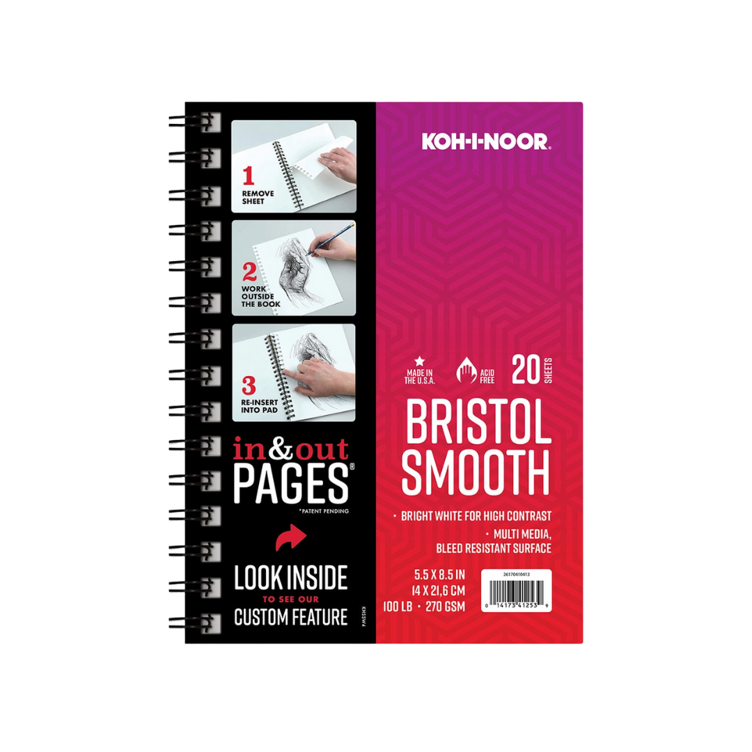 Koh-I-Noor® Bristol Smooth Paper — 5.5″ × 8.5″ (Spiral-Bound, In & Out Pages)