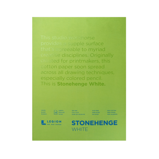 Stonehenge White Paper Pad – For Colored Pencil & Mixed Media (9 × 12 in)