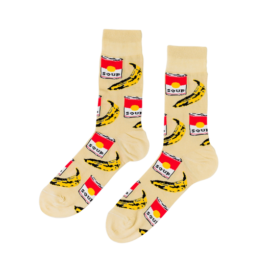 Pop Art Large Crew Socks - Cream