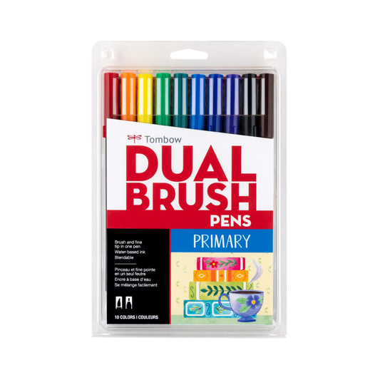 Dual Brush Pen Art Markers: Primary - 10-Pack