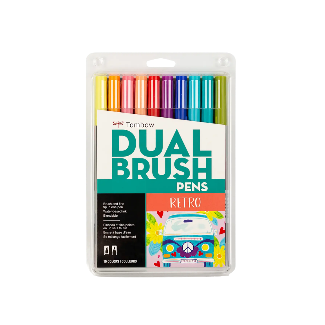 Dual Brush Pen Art Markers: Retro - 10-Pack