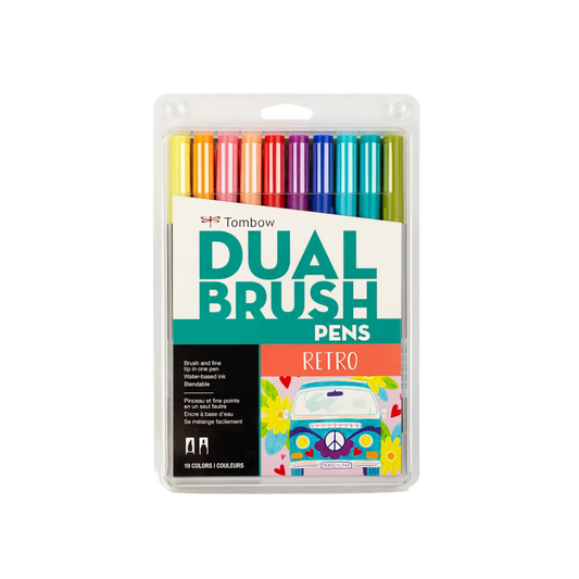 Dual Brush Pen Art Markers: Retro - 10-Pack