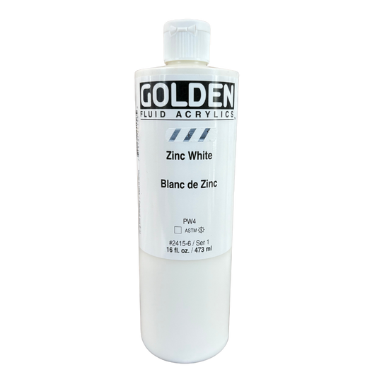 Golden Fluid Acrylic Paint 16oz - Zinc White