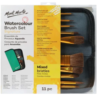 Mixed Bristle Brush Set Wallet 11pce - Watercolor