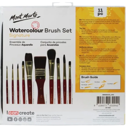 Mixed Bristle Brush Set Wallet 11pce - Watercolor