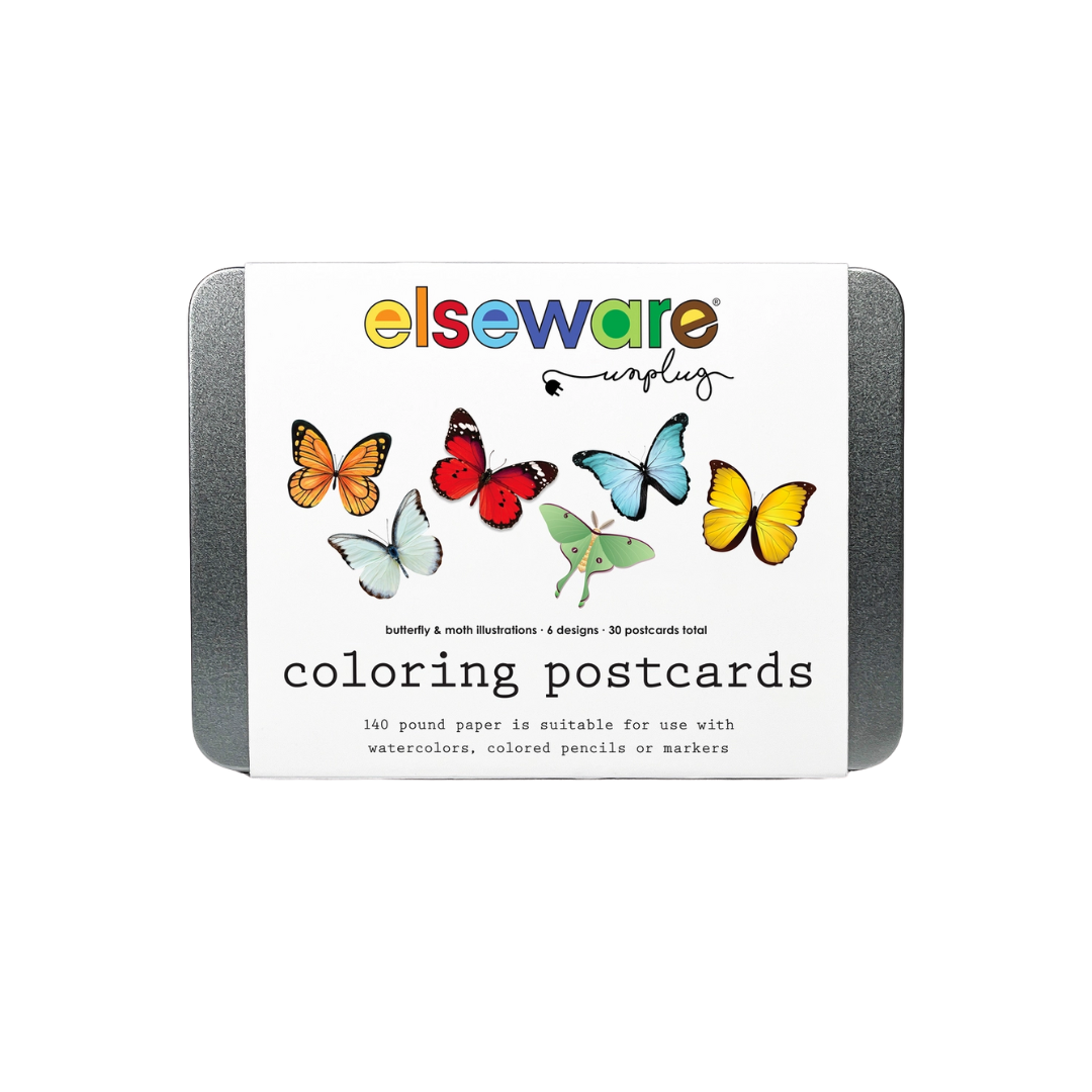Coloring Postcards – 6 Butterfly & Moth Designs (30 Cards)