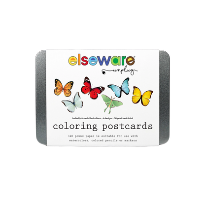 Coloring Postcards – 6 Butterfly & Moth Designs (30 Cards)
