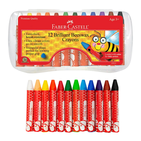 12 Brilliant Beeswax Crayons in Storage Case For Kids