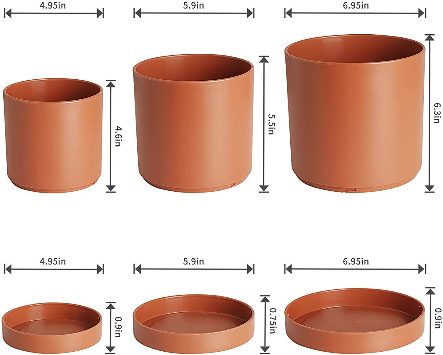 Terracotta Plastic Pot with Saucer