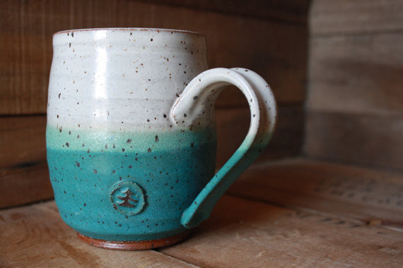 Coffee Mug With Blue & White Stripes