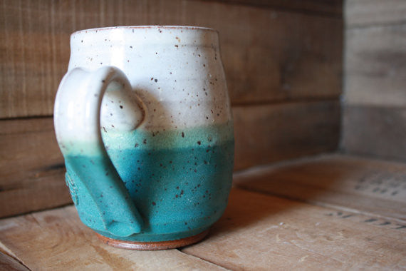 Coffee Mug With Blue & White Stripes