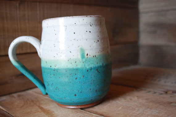 Coffee Mug With Blue & White Stripes