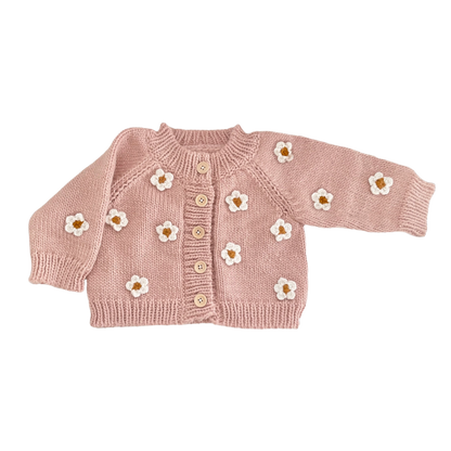 Flower Kid's Cardigan, Blush