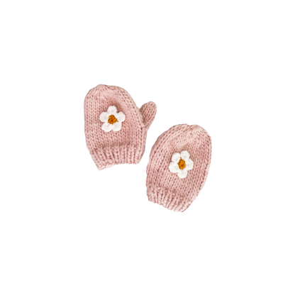 Kid & Baby Flower Mittens, Blush
