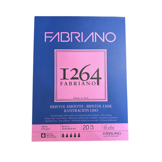1264 Fabriano Bristol Smooth 9x12" 20 Sheets